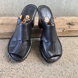 BORN WOMEN'S BLACK LEATHER HEEL SLIP-ON COMFORT SHOES SIZE 6